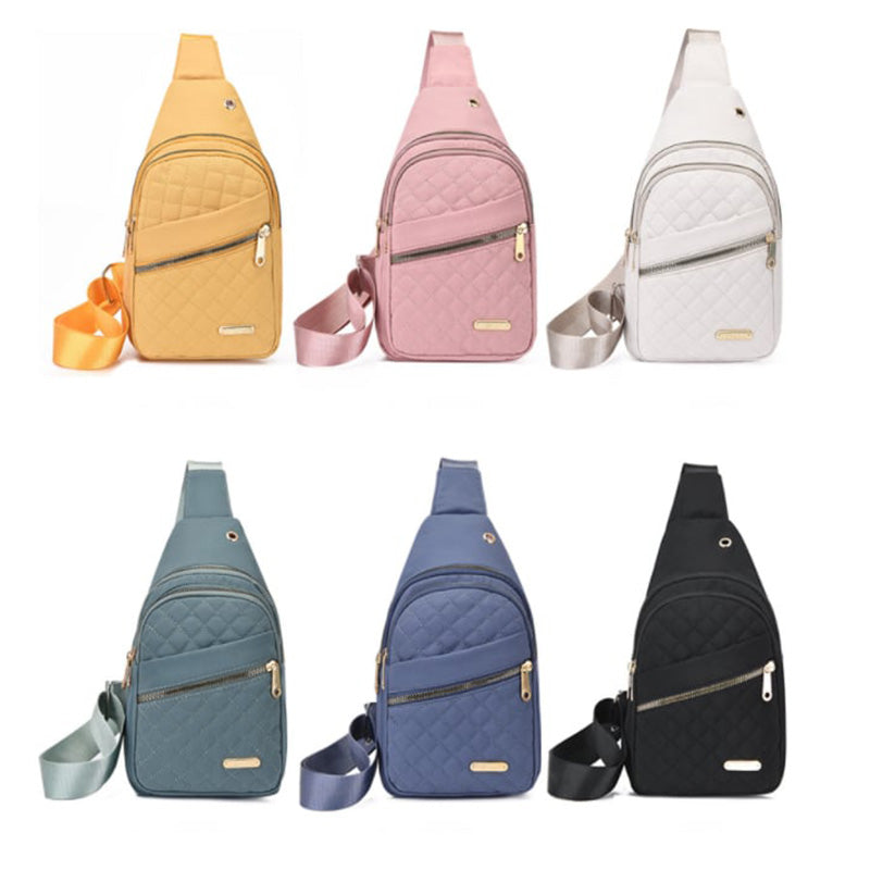 [Cadeau exquis] Sac de poitrine léger à fermeture éclair en métal multi-poches avec trou pour câble de données