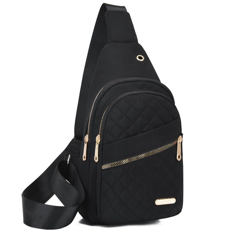 [Cadeau exquis] Sac de poitrine léger à fermeture éclair en métal multi-poches avec trou pour câble de données