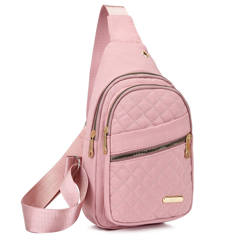 [Cadeau exquis] Sac de poitrine léger à fermeture éclair en métal multi-poches avec trou pour câble de données