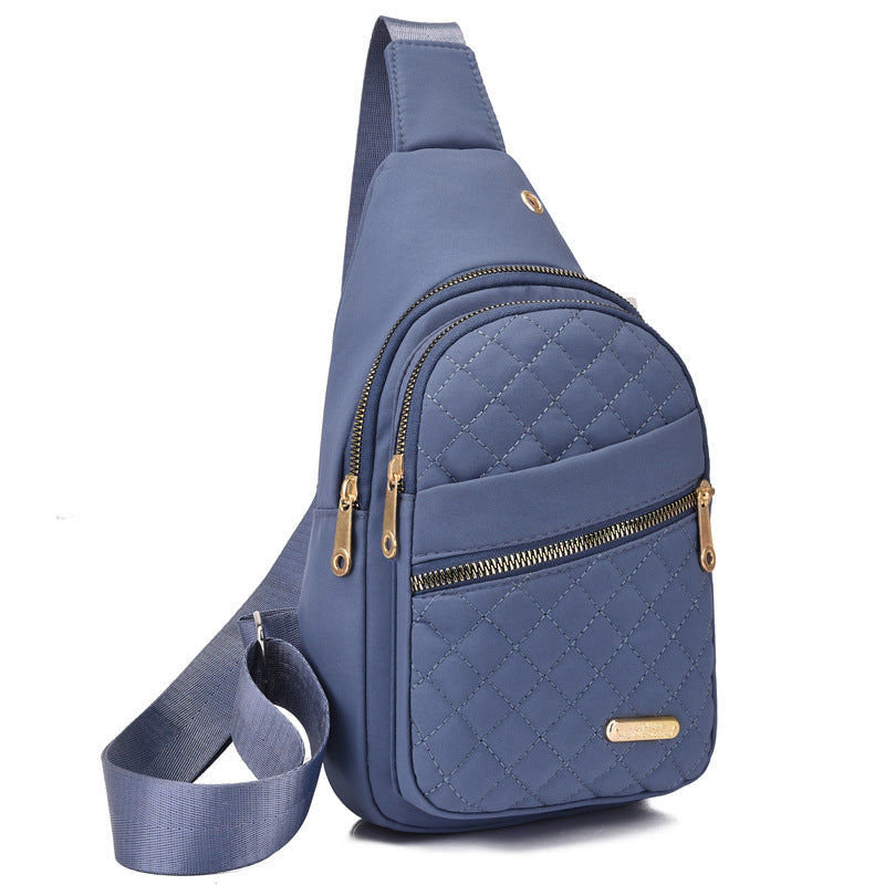 [Cadeau exquis] Sac de poitrine léger à fermeture éclair en métal multi-poches avec trou pour câble de données