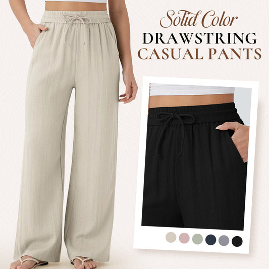 🔥LAST DAY SALE - 50% OFF🎁Lightweight Summer Linen Pants Solid Color Drawstring Casual Pants - Breathable & Skin-Friendly
