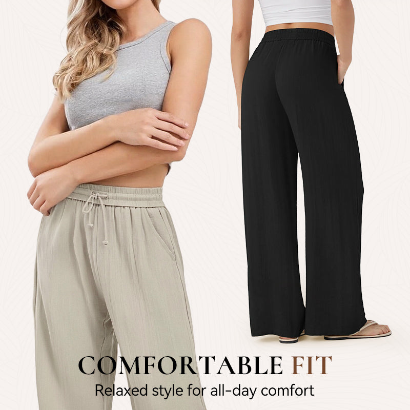 🔥LAST DAY SALE - 50% OFF🎁Lightweight Summer Linen Pants Solid Color Drawstring Casual Pants - Breathable & Skin-Friendly