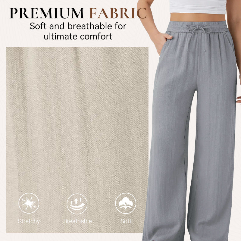 🔥LAST DAY SALE - 50% OFF🎁Lightweight Summer Linen Pants Solid Color Drawstring Casual Pants - Breathable & Skin-Friendly