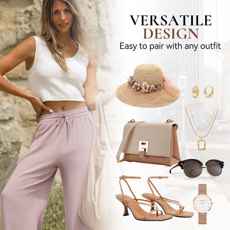 🔥LAST DAY SALE - 50% OFF🎁Lightweight Summer Linen Pants Solid Color Drawstring Casual Pants - Breathable & Skin-Friendly