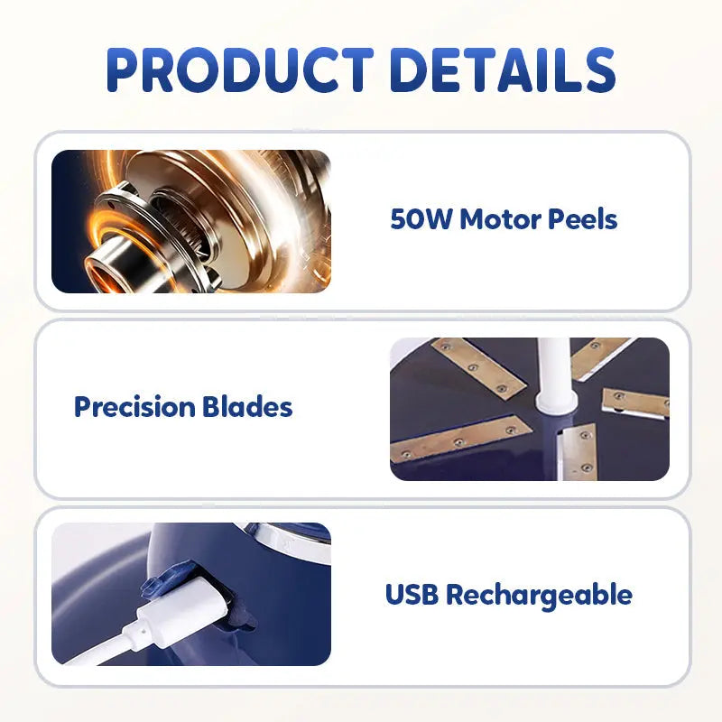 🍎Electric Fruit Peeler with USB 🔋 | 25 Second Peeling Time | Cordless & Quiet 🌿 | Easy Cleaning 💦