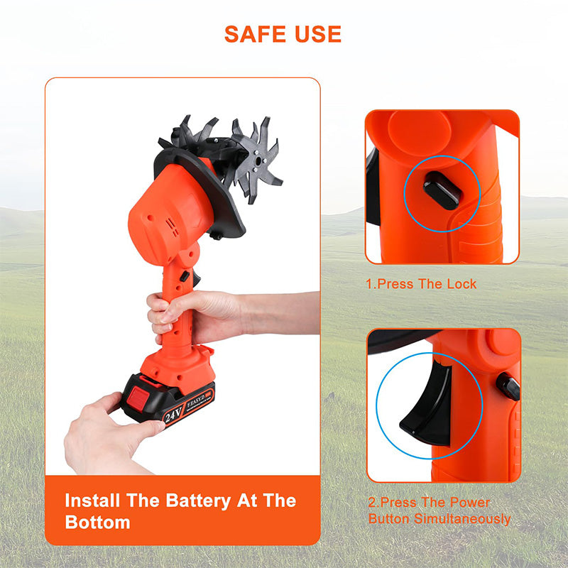 Portable & Rechargeable Cordless Electric Tiller Set