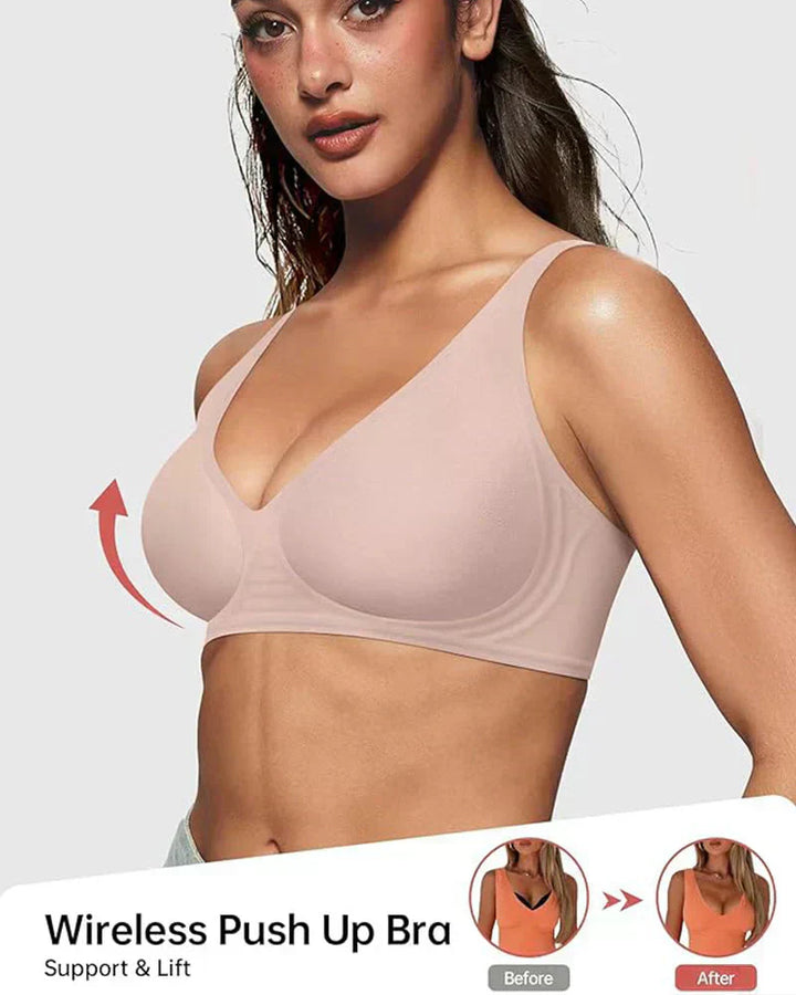 💞50K+ SOLD!💝 Jelly Wireless Womens Comfortable Wireless Bras Push Up Bralettes Seamless Tshirts Bras Deep V Everyday Bras
