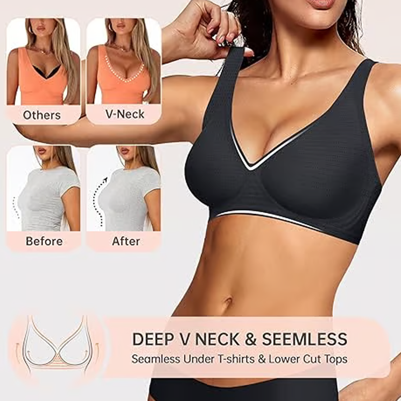 💗LAST DAY - BUY 1 GET 1 FREE💗 Jelly Wireless Womens Comfortable Wireless Bras Push Up Bralettes Seamless Tshirts Bras Deep V Everyday Bras