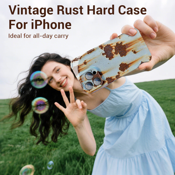 Custodia rigida vintage color ruggine per iPhone