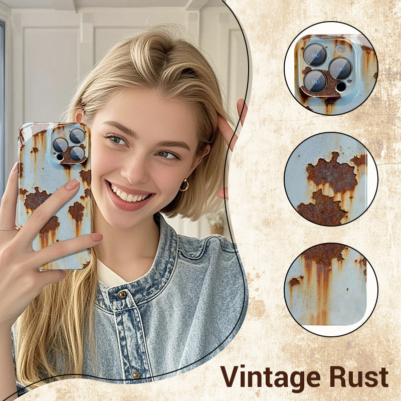 Custodia rigida vintage color ruggine per iPhone