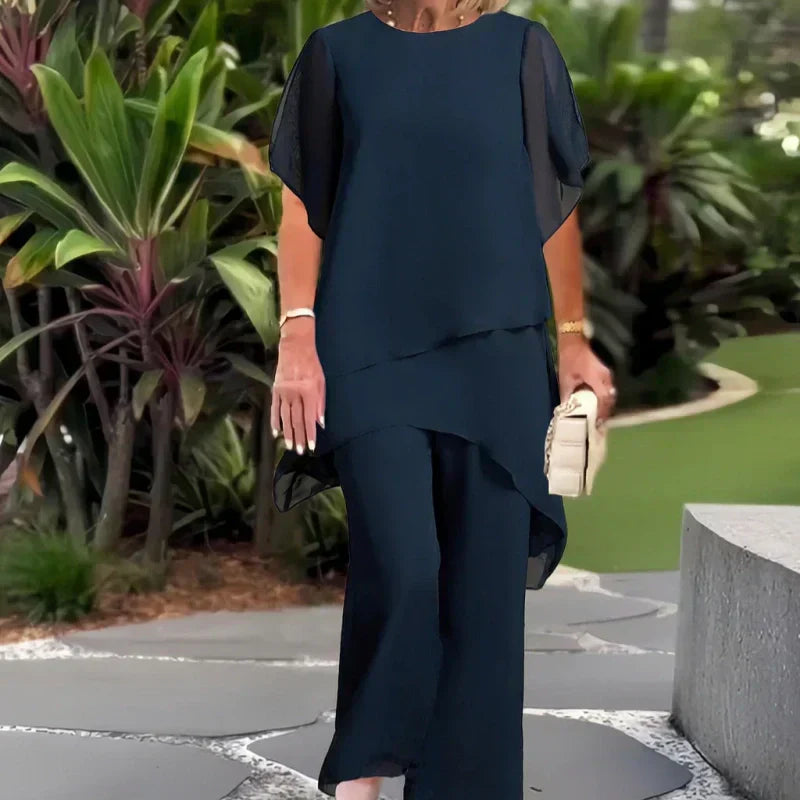 🎁¡Novedad! 50% de descuento.💥Preciosa parte superior irregular &amp;  Conjunto de pantalón de pierna ancha