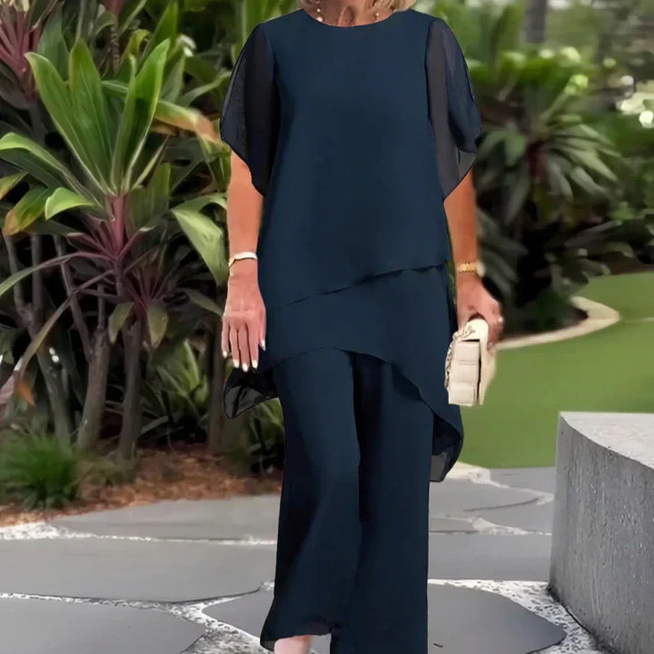 🎁¡Novedad! 50% de descuento.💥Preciosa parte superior irregular &amp;  Conjunto de pantalón de pierna ancha
