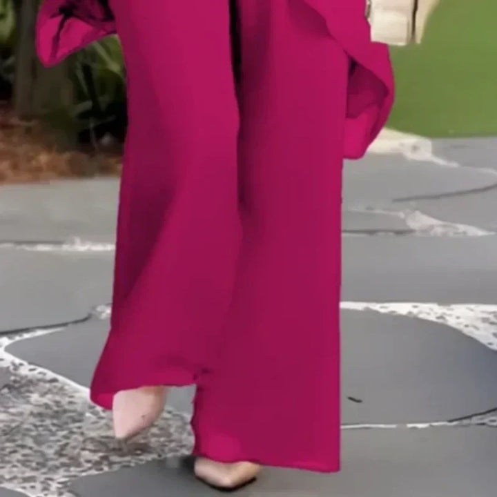 🎁¡Novedad! 50% de descuento.💥Preciosa parte superior irregular &amp;  Conjunto de pantalón de pierna ancha