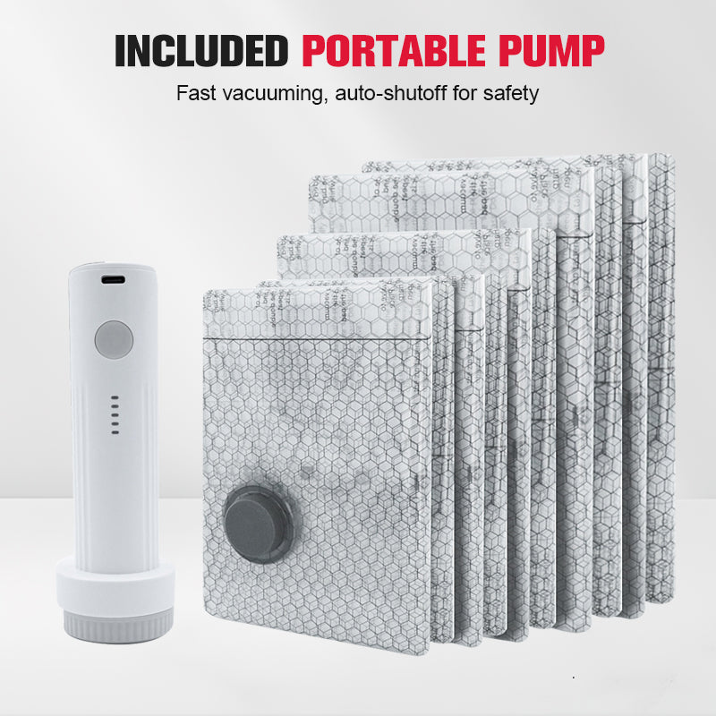 🥳2026 HOT SALE🥳💞50K+ SOLD!👵🧳 50% OFF! Cordless Vacuum Storage Set – 15 bags, 140L/min pump. Shrinks clothes, saves space. Waterproof &amp; reusable. Holiday essential. 🎒⚡