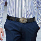 Men's Retro Bull Head Embossed Leather Belt