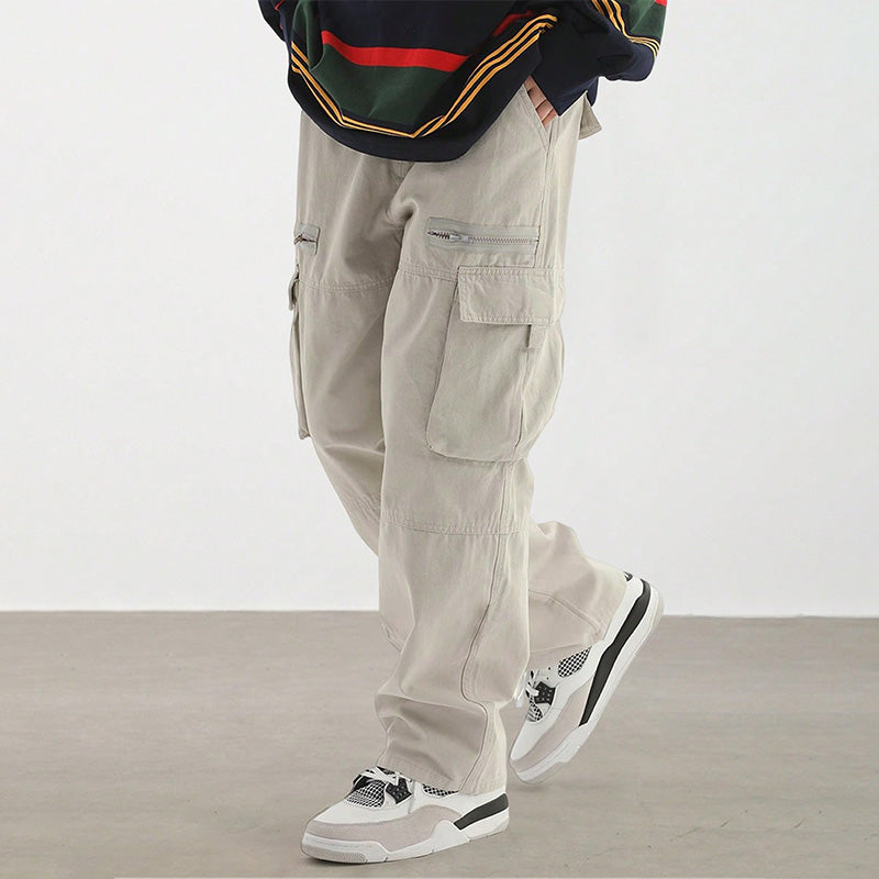 Men’s Trendy Loose Fit Pants with Multi-Pocket