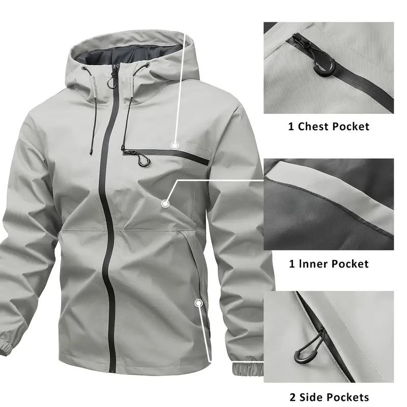 🔥SISTE DAGS SALG - 50 % RABATT⛰️Utendørssport ensfarget jakke for menn