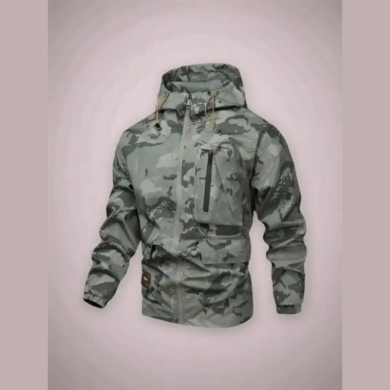 Men's Camouflage Hooded Jacket with Multi-Pocket