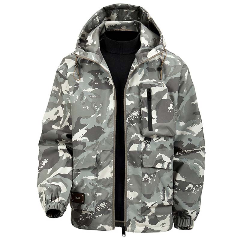 Men's Camouflage Hooded Jacket with Multi-Pocket