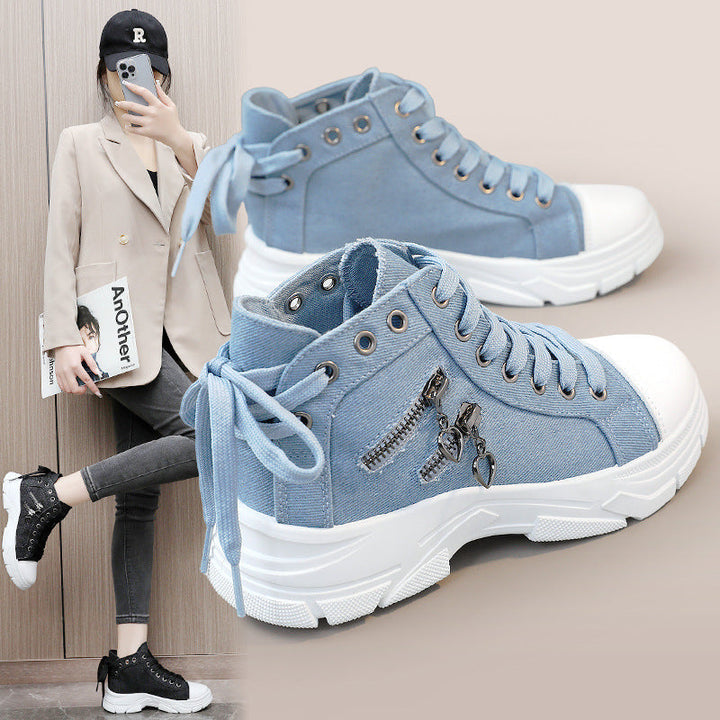 Scarpe casual di tela con suola spessa da donna