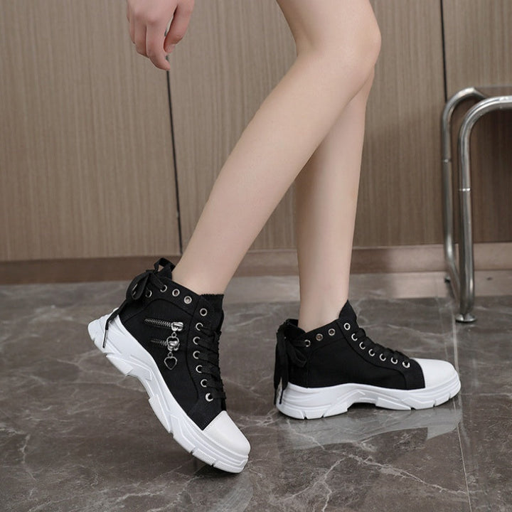 Scarpe casual di tela con suola spessa da donna