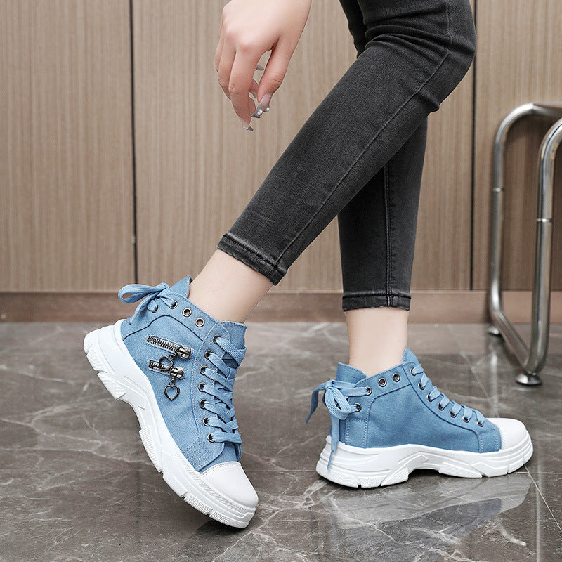 Scarpe casual di tela con suola spessa da donna