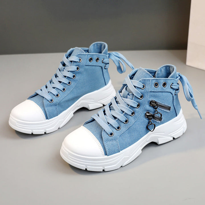 Scarpe casual di tela con suola spessa da donna
