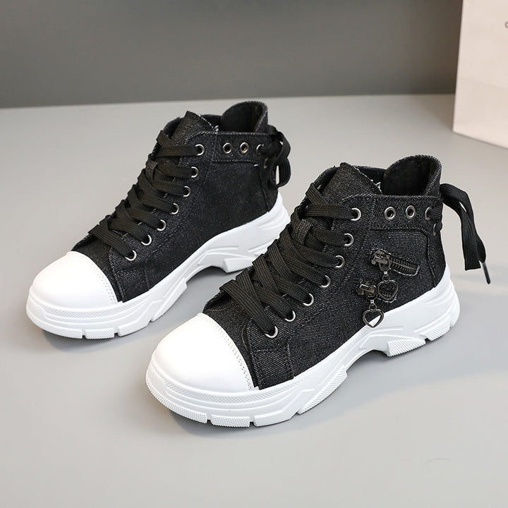 Scarpe casual di tela con suola spessa da donna