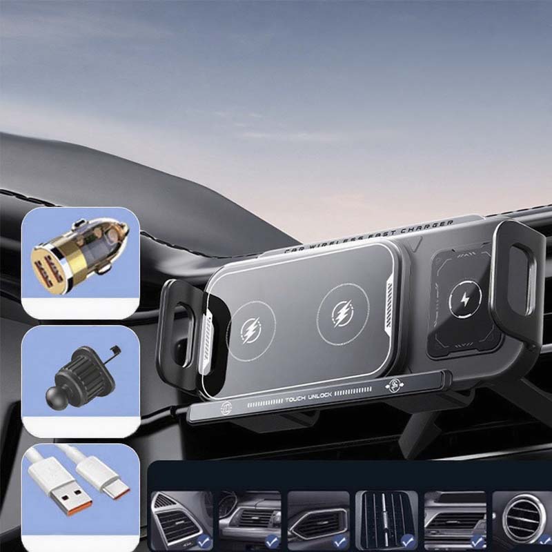 📱Last Day Special Sale 50% OFF⚡2-in-1 Foldable Car Phone Holder & Wireless Charger