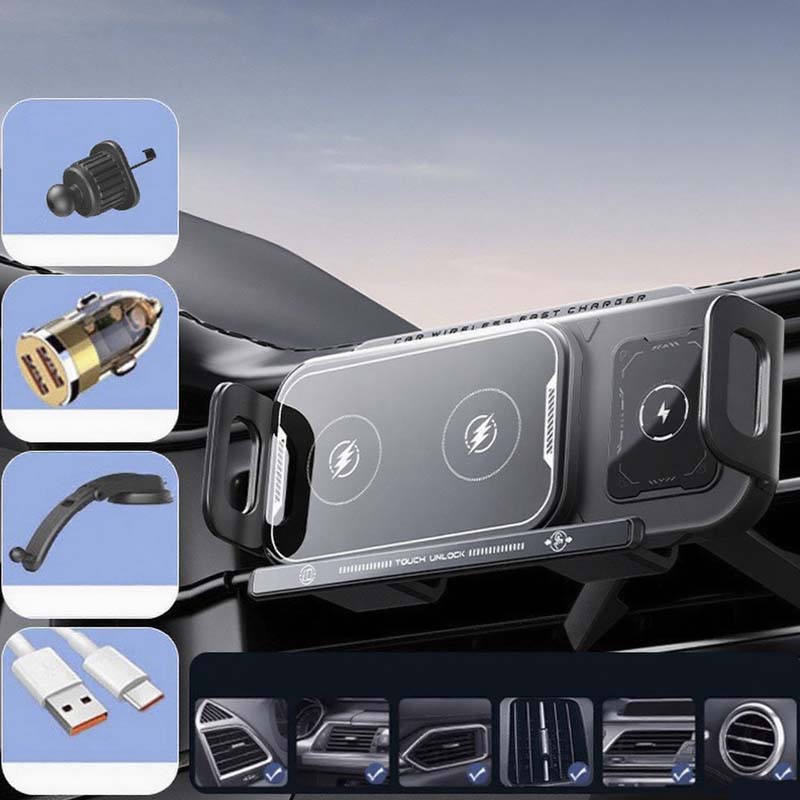 📱Last Day Special Sale 50% OFF⚡2-in-1 Foldable Car Phone Holder & Wireless Charger