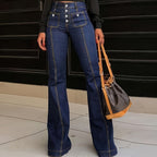 Women's Fashionable High-Waisted Flared Jeans