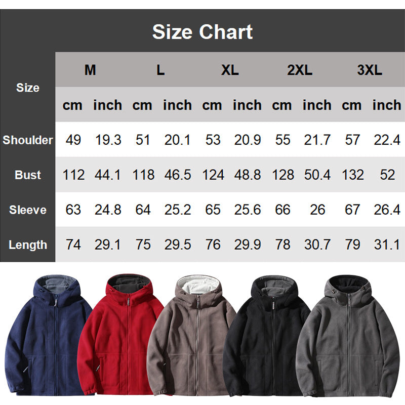 [Best Gift For Him] Men's Double-Faced Faux Fleece Warm Hooded Jacket
