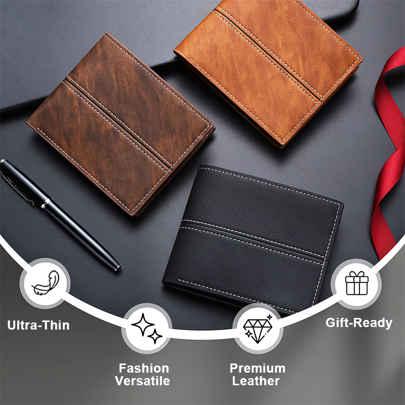 Men's Short Business Soft Faux Leather Ultra-Thin Wallet