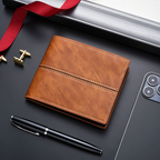 Men's Short Business Soft Faux Leather Ultra-Thin Wallet