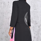 🎅Early Xmas Sales 🎁Ombre Lapel Neck Tied Waist Pleated Blazer Dress