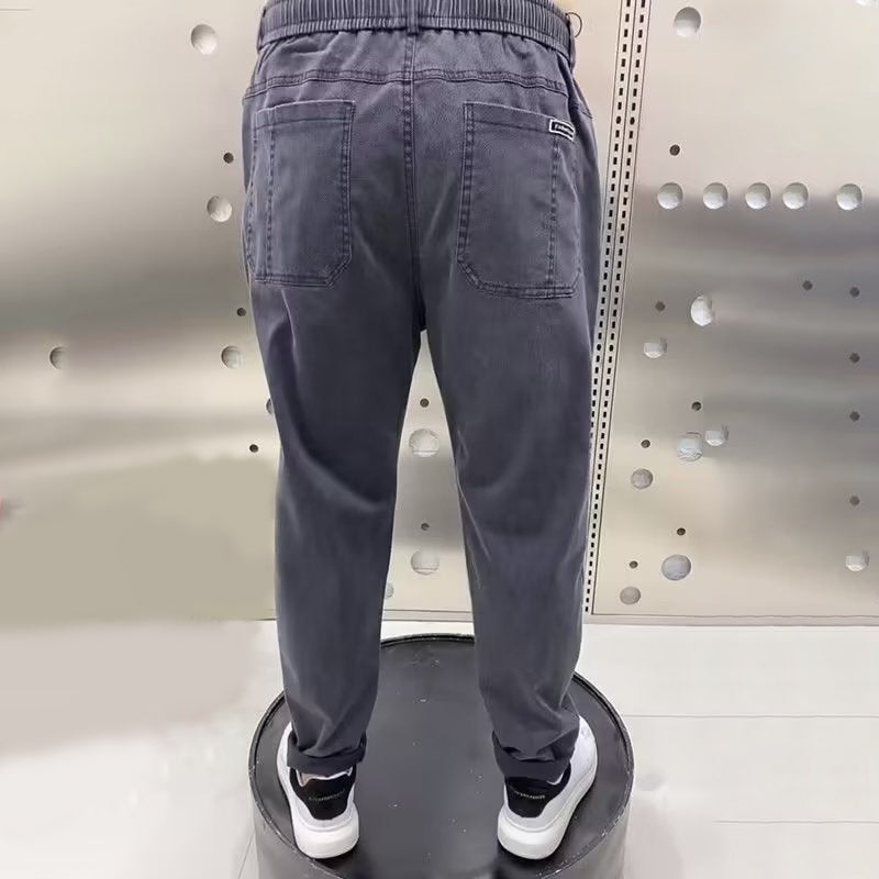 Men's Elastic Drawstring Jeans with Six Pockets