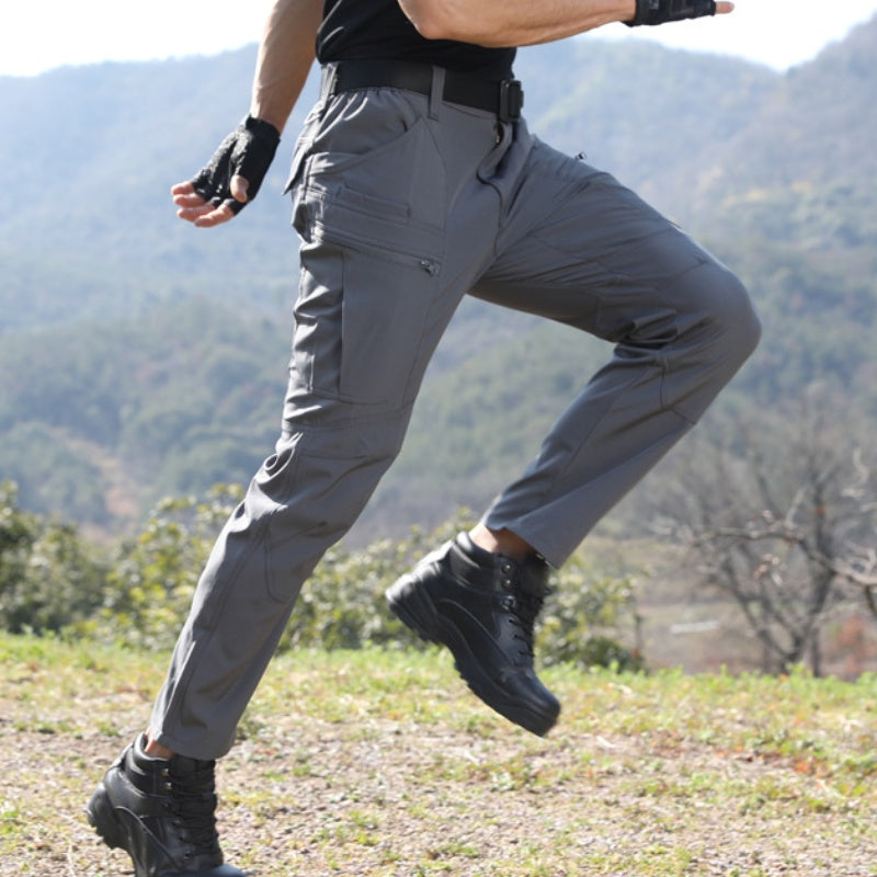 Men's Solid Color Slim-fit Cargo Pants for Spring and Autumn