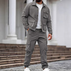 Men’s Retro Jacket & Cargo Pants 2-Piece Set