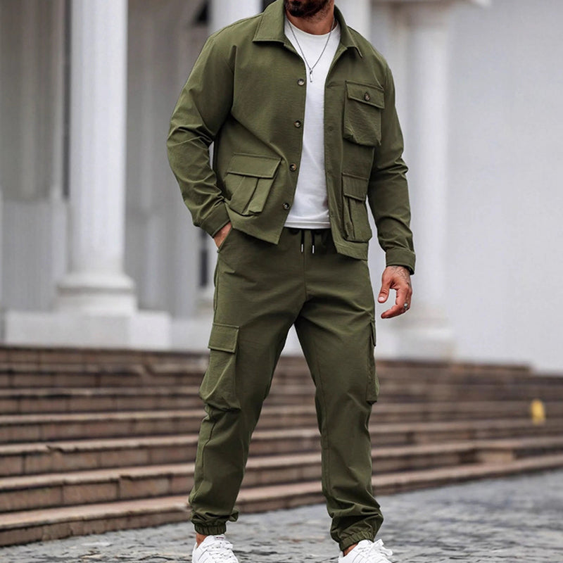 Retrojacka för män &amp; Cargo Pants 2-delad set
