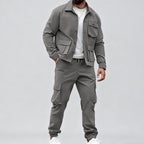 Men’s Retro Jacket & Cargo Pants 2-Piece Set
