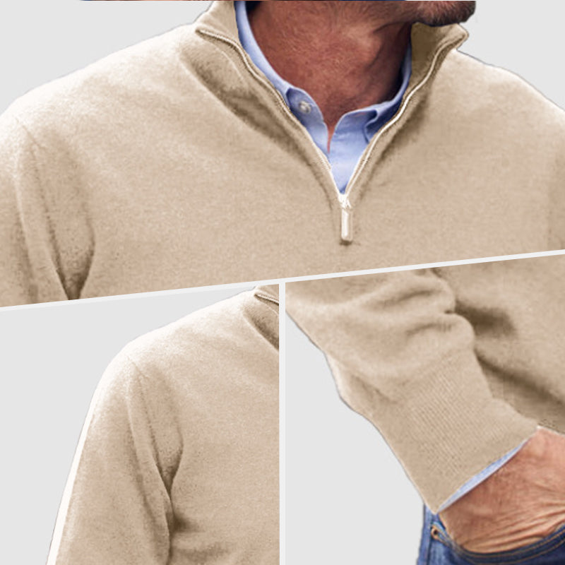 Men's Casual Long-Sleeve Quarter-Zip Sweater