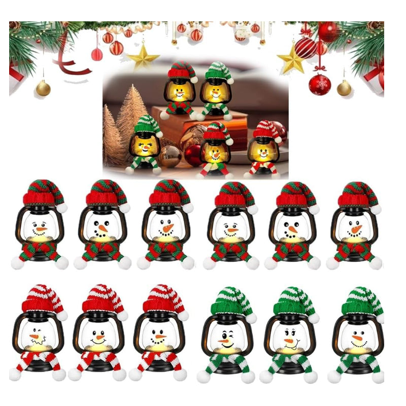 🎅Early Christmas Sale 50% OFF🎄Christmas Decoration Mini Snowman Lantern with Hats and Scarves