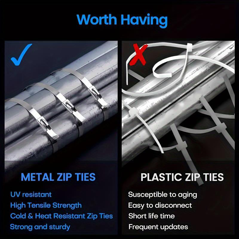 Heavy-Duty Self-Locking Stainless Steel Cable Ties