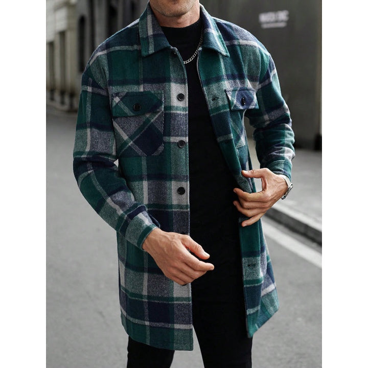 Plaid Turn-Down Collar Coat