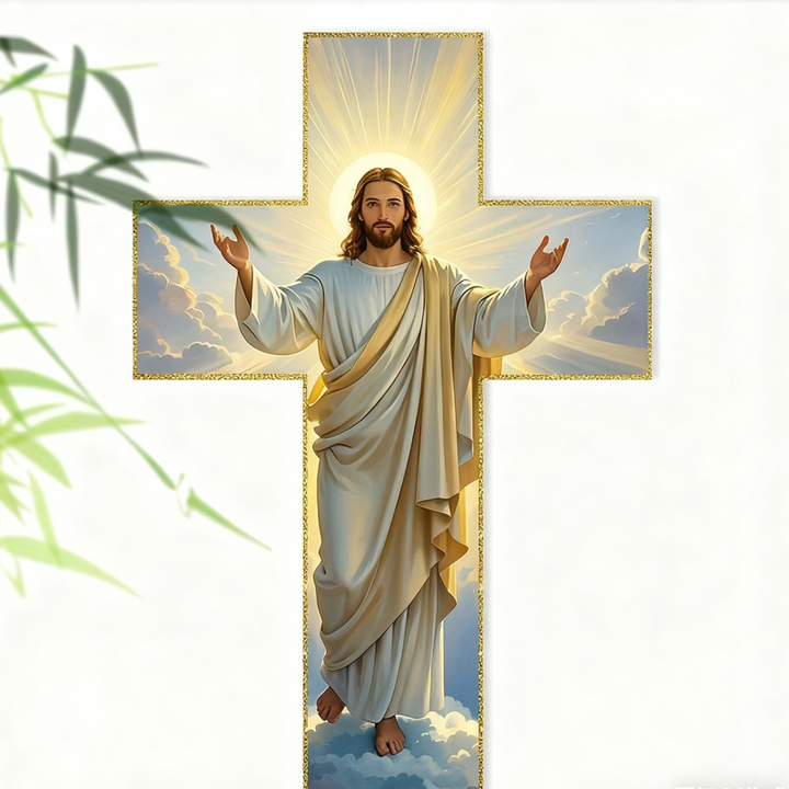 ✝️  Retro Jesus Christ Wall Cross Decor - Vintage Wooden Design with Faith Symbolism for Spiritual Home Accent 🌟🕊️