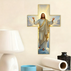 ✝️  Retro Jesus Christ Wall Cross Decor - Vintage Wooden Design with Faith Symbolism for Spiritual Home Accent 🌟🕊️