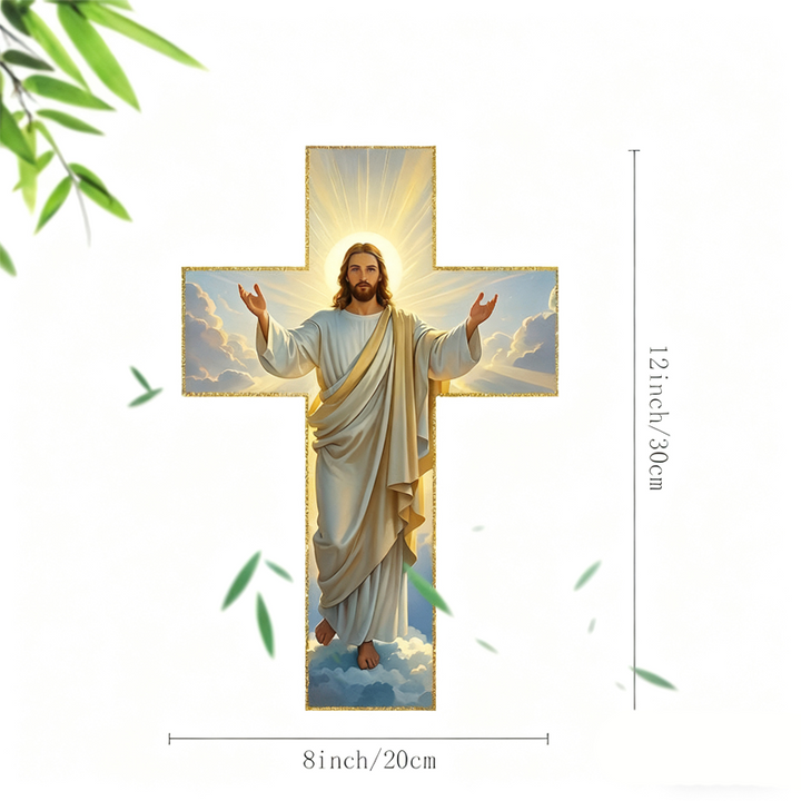 ✝️  Retro Jesus Christ Wall Cross Decor - Vintage Wooden Design with Faith Symbolism for Spiritual Home Accent 🌟🕊️