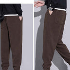 Men's Tapered Drawstring Corduroy Pants with Pockets