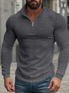 Men's Stand Collar Half-Zip Long Sleeve Sweatshirt