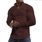 Men's Stand Collar Half-Zip Long Sleeve Sweatshirt